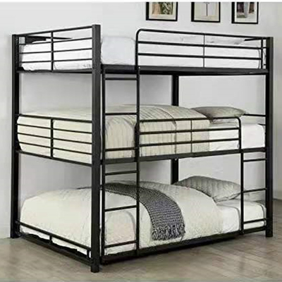 schwarzes Metallrahmen-Dreibettbett für Erwachsene, 3-stufiges Bett, Stahl, Heimbüromöbel, China-Fabrik
