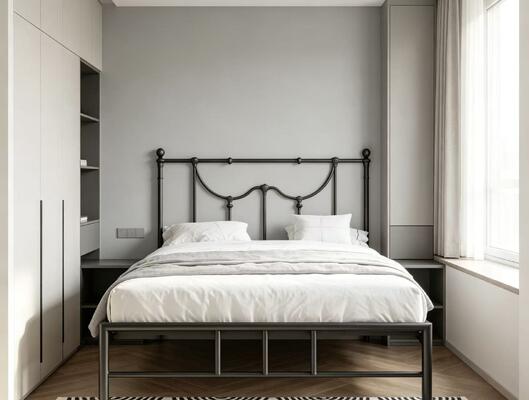 Luxury European Style Metal Bed Frame, Modern Minimalist Iron Bed for Home Bedroom, Available in 1.5m and 1.8m Sizes