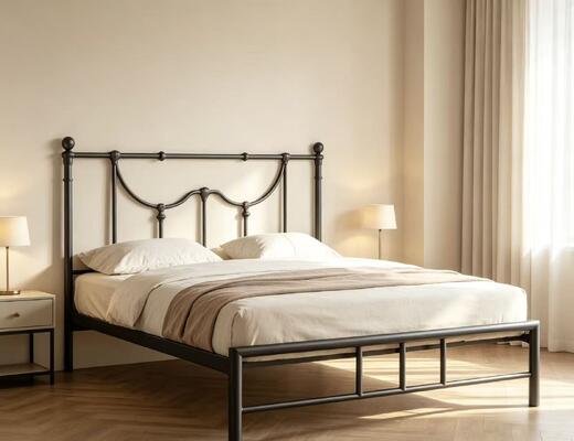 Luxury European Style Metal Bed Frame, Modern Minimalist Iron Bed for Home Bedroom, Available in 1.5m and 1.8m Sizes