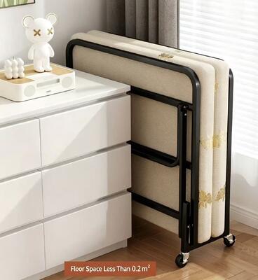 Folding Nap Bed with Foam Mattress and Wheels for Office School Workplace