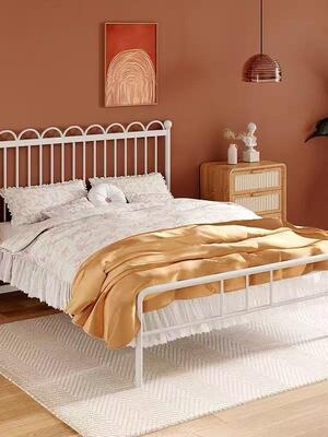 French Vintage Metal Bed Frame with Bold Minimalist DesignElegant Iron Bed for Modern and Classic Bedrooms