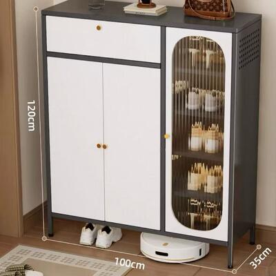 3-Door Steel Shoe Cabinet with 1 Drawer, Large Capacity Shoe Storage Cabinet for Entryway and Hallway